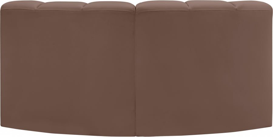 Meridian Furniture - Arc Vegan Leather Modular Sofa in Brown - 101Brown-S2B - GreatFurnitureDeal