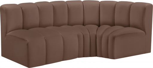 Meridian Furniture - Arc Vegan Leather 3 Piece Sectional in Brown - 101Brown-S3A - GreatFurnitureDeal