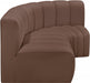 Meridian Furniture - Arc Vegan Leather 3 Piece Sectional in Brown - 101Brown-S3A - GreatFurnitureDeal