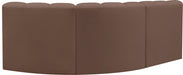 Meridian Furniture - Arc Vegan Leather 3 Piece Sectional in Brown - 101Brown-S3A - GreatFurnitureDeal