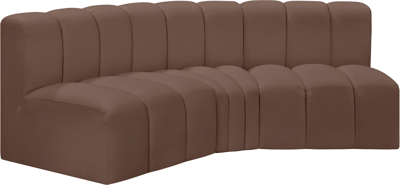 Meridian Furniture - Arc Vegan Leather 3 Piece Sectional in Brown - 101Brown-S3B - GreatFurnitureDeal