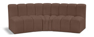 Meridian Furniture - Arc Vegan Leather 3 Piece Sectional in Brown - 101Brown-S3B - GreatFurnitureDeal