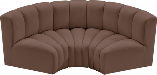 Meridian Furniture - Arc Vegan Leather 3 Piece Sectional in Brown - 101Brown-S3C - GreatFurnitureDeal