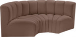 Meridian Furniture - Arc Vegan Leather 3 Piece Sectional in Brown - 101Brown-S3C - GreatFurnitureDeal