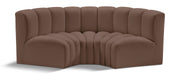 Meridian Furniture - Arc Vegan Leather 3 Piece Sectional in Brown - 101Brown-S3C - GreatFurnitureDeal