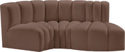 Meridian Furniture - Arc Vegan Leather 3 Piece Sectional in Brown - 101Brown-S3D - GreatFurnitureDeal