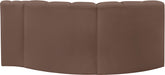 Meridian Furniture - Arc Vegan Leather 3 Piece Sectional in Brown - 101Brown-S3D - GreatFurnitureDeal