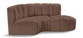 Meridian Furniture - Arc Vegan Leather 3 Piece Sectional in Brown - 101Brown-S3D - GreatFurnitureDeal