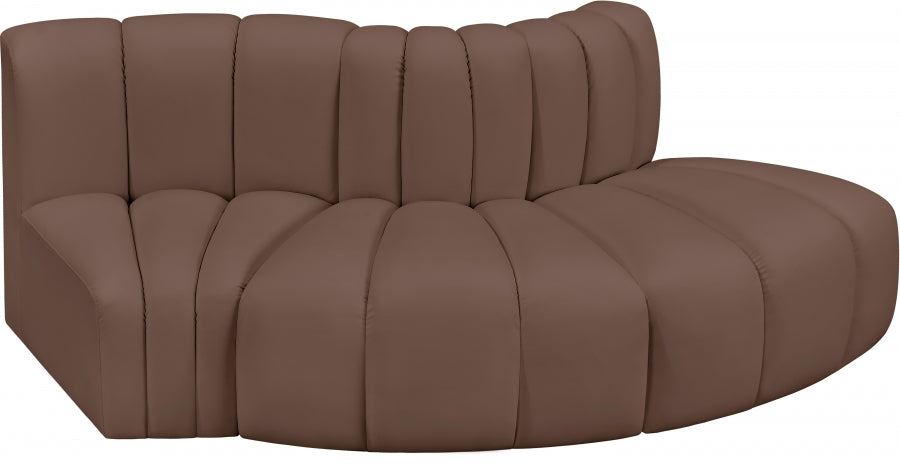 Meridian Furniture - Arc Vegan Leather 3 Piece Sectional in Brown - 101Brown-S3E - GreatFurnitureDeal