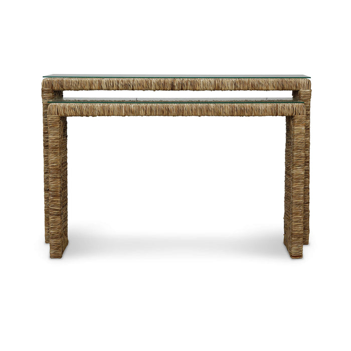 Bramble - Tuscan Rush Nesting Console w/ Tempered Glass - BR-28065------ - GreatFurnitureDeal