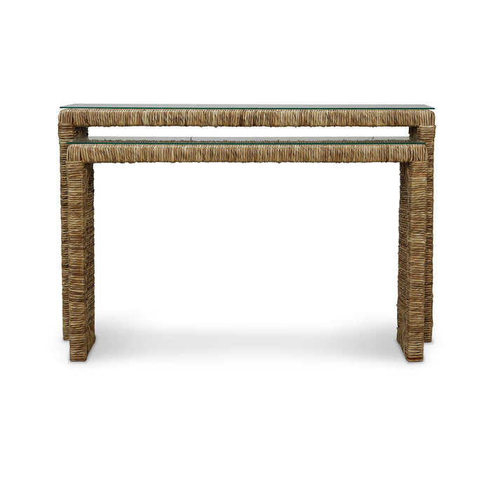 Bramble - Tuscan Rush Nesting Console w/ Tempered Glass - BR-28065 - GreatFurnitureDeal