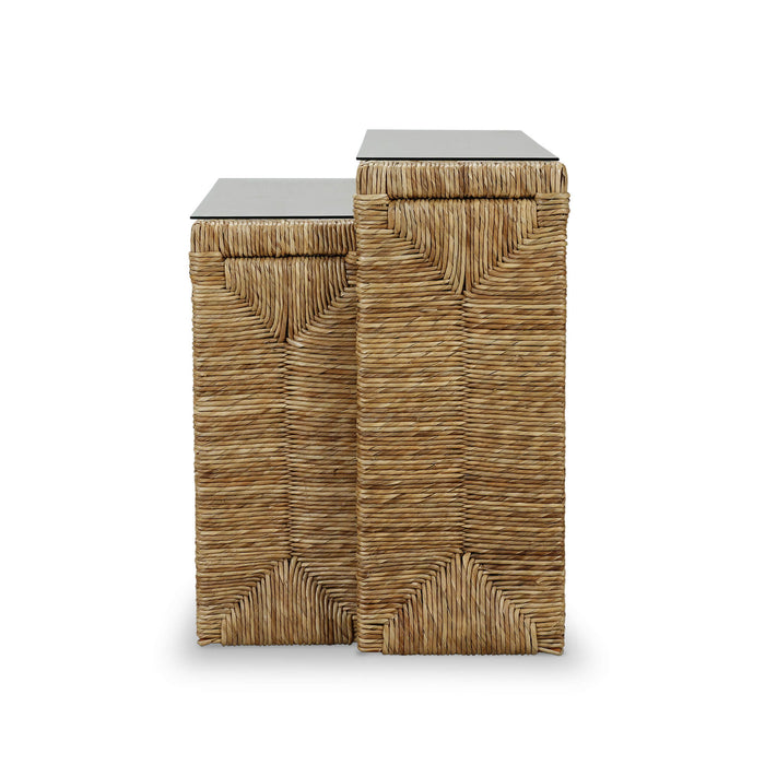Bramble - Tuscan Rush Nesting Console w/ Tempered Glass - BR-28065 - GreatFurnitureDeal