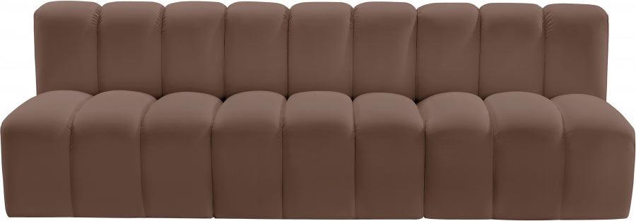 Meridian Furniture - Arc Vegan Leather Modular Sofa in Brown - 101Brown-S3F - GreatFurnitureDeal