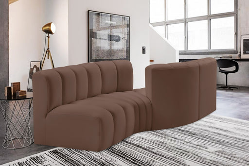 Meridian Furniture - Arc Vegan Leather 4 Piece Sectional in Brown - 101Brown-S4A - GreatFurnitureDeal