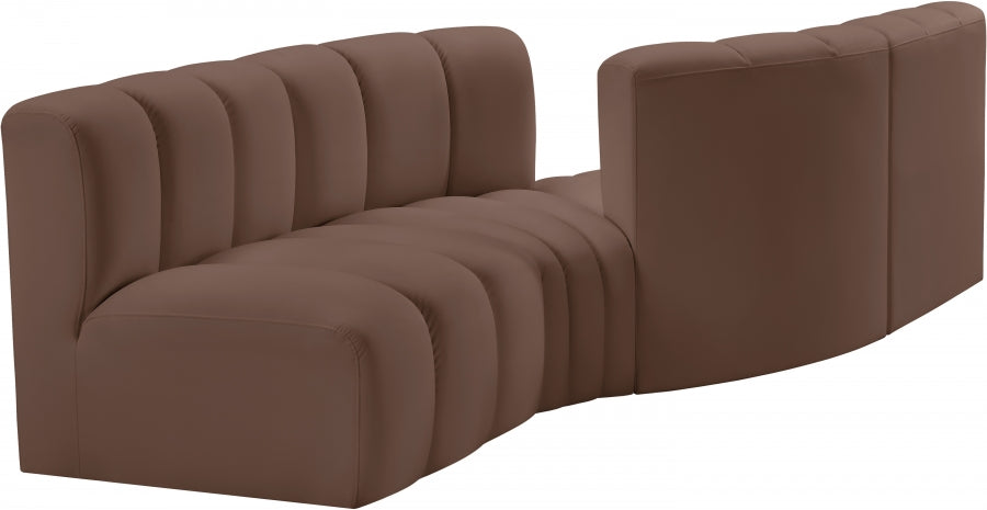 Meridian Furniture - Arc Vegan Leather 4 Piece Sectional in Brown - 101Brown-S4A - GreatFurnitureDeal