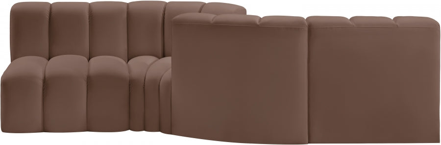 Meridian Furniture - Arc Vegan Leather 4 Piece Sectional in Brown - 101Brown-S4A - GreatFurnitureDeal