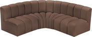 Meridian Furniture - Arc Vegan Leather 4 Piece Sectional in Brown - 101Brown-S4B - GreatFurnitureDeal