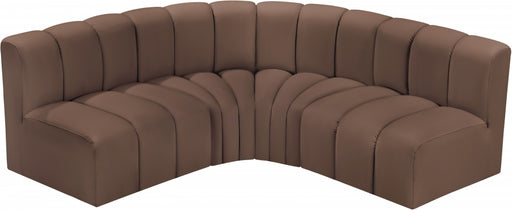 Meridian Furniture - Arc Vegan Leather 4 Piece Sectional in Brown - 101Brown-S4B - GreatFurnitureDeal