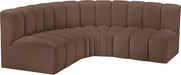 Meridian Furniture - Arc Vegan Leather 4 Piece Sectional in Brown - 101Brown-S4B - GreatFurnitureDeal