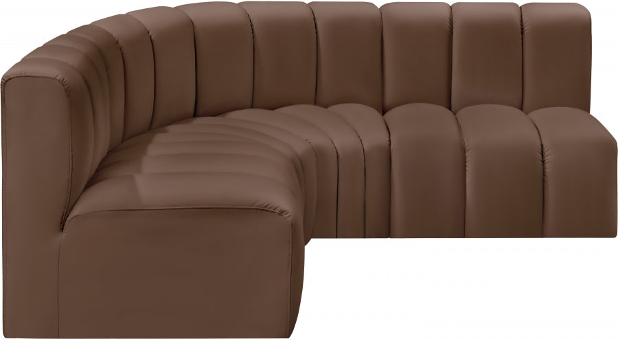 Meridian Furniture - Arc Vegan Leather 4 Piece Sectional in Brown - 101Brown-S4B - GreatFurnitureDeal