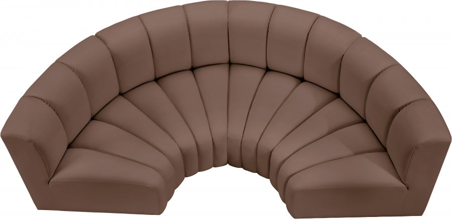 Meridian Furniture - Arc Vegan Leather 4 Piece Sectional in Brown - 101Brown-S4C - GreatFurnitureDeal