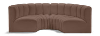 Meridian Furniture - Arc Vegan Leather 4 Piece Sectional in Brown - 101Brown-S4C - GreatFurnitureDeal