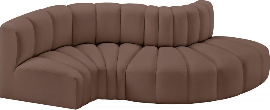 Meridian Furniture - Arc Vegan Leather 4 Piece Sectional in Brown - 101Brown-S4D - GreatFurnitureDeal