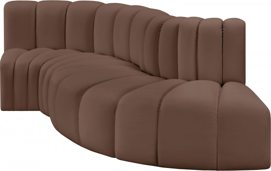 Meridian Furniture - Arc Vegan Leather 4 Piece Sectional in Brown - 101Brown-S4D - GreatFurnitureDeal