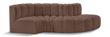 Meridian Furniture - Arc Vegan Leather 4 Piece Sectional in Brown - 101Brown-S4D - GreatFurnitureDeal