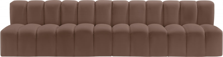 Meridian Furniture - Arc Vegan Leather 4 Piece Sectional in Brown - 101Brown-S4E - GreatFurnitureDeal