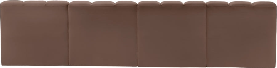 Meridian Furniture - Arc Vegan Leather 4 Piece Sectional in Brown - 101Brown-S4E - GreatFurnitureDeal