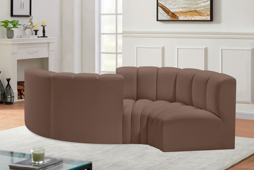 Meridian Furniture - Arc Vegan Leather 4 Piece Sectional in Brown - 101Brown-S4F - GreatFurnitureDeal