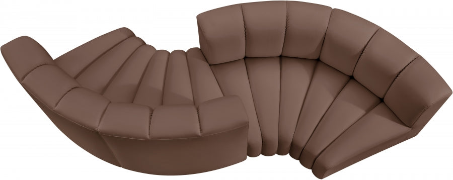 Meridian Furniture - Arc Vegan Leather 4 Piece Sectional in Brown - 101Brown-S4F - GreatFurnitureDeal