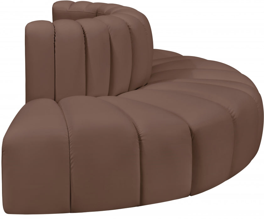 Meridian Furniture - Arc Vegan Leather 4 Piece Sectional in Brown - 101Brown-S4G - GreatFurnitureDeal