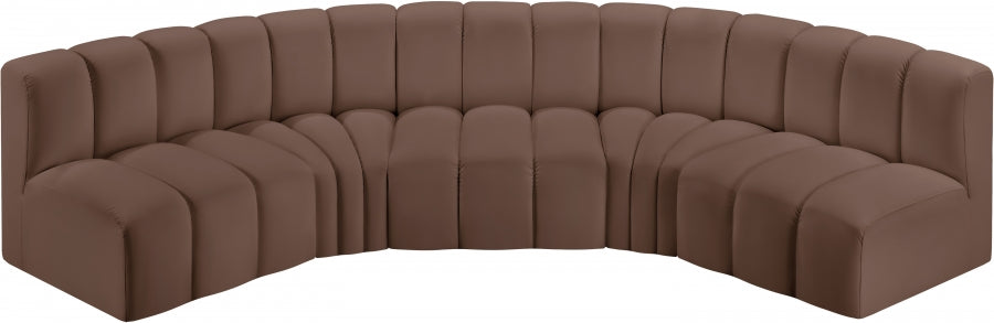 Meridian Furniture - Arc Vegan Leather 5 Piece Sectional in Brown - 101Brown-S5A - GreatFurnitureDeal