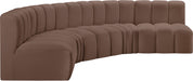 Meridian Furniture - Arc Vegan Leather 5 Piece Sectional in Brown - 101Brown-S5A - GreatFurnitureDeal