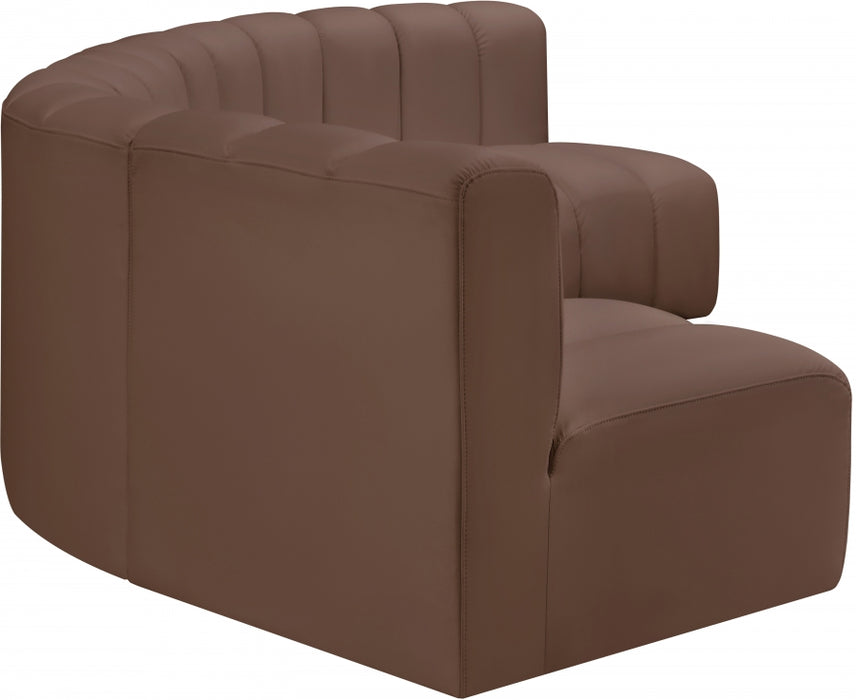 Meridian Furniture - Arc Vegan Leather 5 Piece Sectional in Brown - 101Brown-S5A - GreatFurnitureDeal