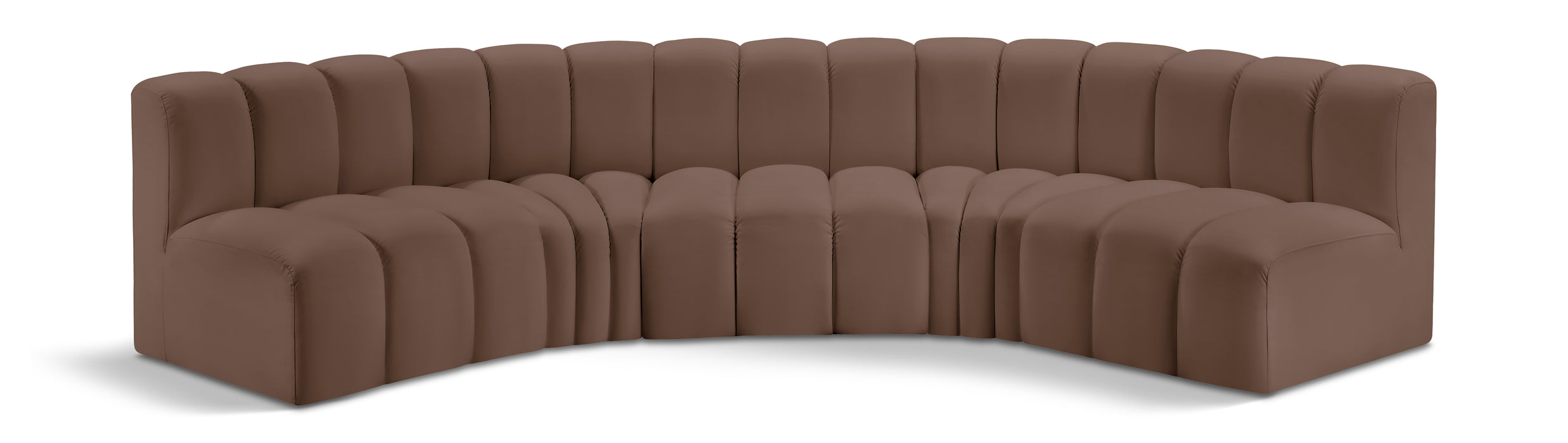 Meridian Furniture - Arc Vegan Leather 5 Piece Sectional in Brown - 101Brown-S5A - GreatFurnitureDeal