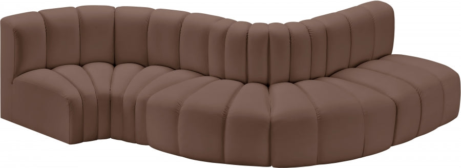 Meridian Furniture - Arc Vegan Leather 5 Piece Sectional in Brown - 101Brown-S5B - GreatFurnitureDeal