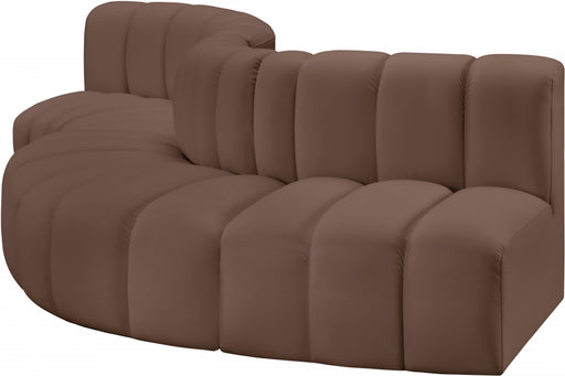 Meridian Furniture - Arc Vegan Leather 5 Piece Sectional in Brown - 101Brown-S5B - GreatFurnitureDeal