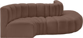 Meridian Furniture - Arc Vegan Leather 5 Piece Sectional in Brown - 101Brown-S5B - GreatFurnitureDeal