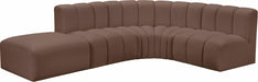 Meridian Furniture - Arc Vegan Leather 5 Piece Sectional in Brown - 101Brown-S5C - GreatFurnitureDeal