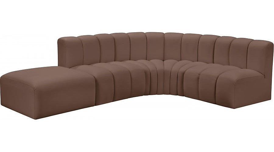 Meridian Furniture - Arc Vegan Leather 5 Piece Sectional in Brown - 101Brown-S5C - GreatFurnitureDeal