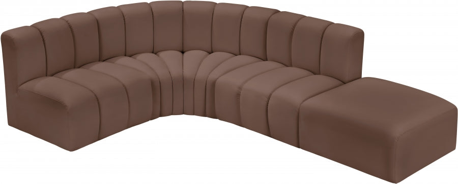 Meridian Furniture - Arc Vegan Leather 5 Piece Sectional in Brown - 101Brown-S5C - GreatFurnitureDeal