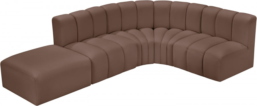 Meridian Furniture - Arc Vegan Leather 5 Piece Sectional in Brown - 101Brown-S5C - GreatFurnitureDeal