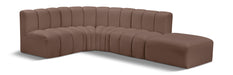 Meridian Furniture - Arc Vegan Leather 5 Piece Sectional in Brown - 101Brown-S5C - GreatFurnitureDeal