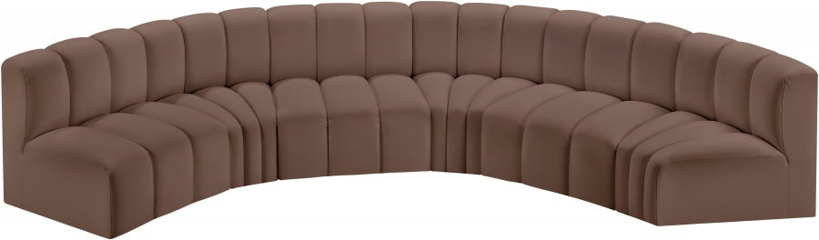 Meridian Furniture - Arc Vegan Leather 6 Piece Sectional in Brown - 101Brown-S6B - GreatFurnitureDeal