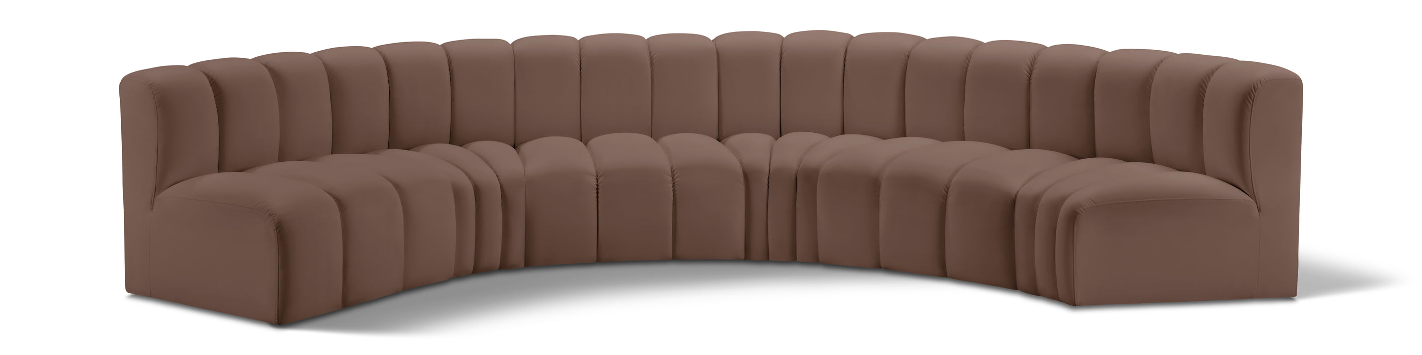 Meridian Furniture - Arc Vegan Leather 6 Piece Sectional in Brown - 101Brown-S6B - GreatFurnitureDeal