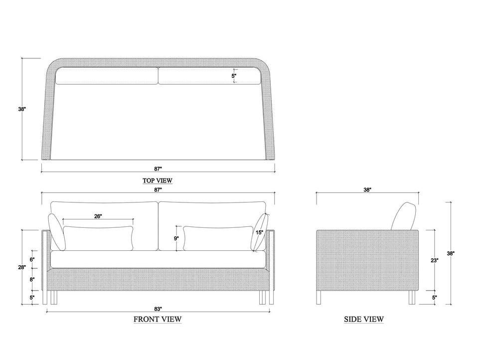 Bramble - Normandy Sofa in Dark Walnut, Thames Gray Ashen - US-WS-27838HRW-RT01--NDT