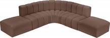 Meridian Furniture - Arc Vegan Leather 6 Piece Sectional in Brown - 101Brown-S6C - GreatFurnitureDeal